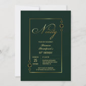 Invitation 90e anniversaire Vert avec Gold Frame Party (Devant)