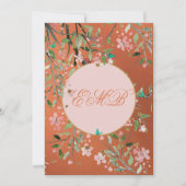 Invitation 90e Corail floral Elégant Monogramme rose Annivers (Devant)