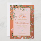 Invitation 90e Corail floral Elégant Monogramme rose Annivers (Dos)
