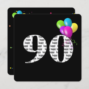 Invitation 90e fête d'anniversaire avec bouquet de ballons