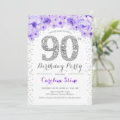Invitation 90e fête d'anniversaire - Blanc Silver violet (Debout devant)