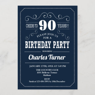 Invitation 90e fête d'anniversaire - Marine White