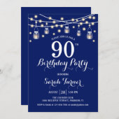Invitation 90e fête d'anniversaire - Navy Blue (Devant / Derrière)
