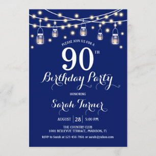 Invitation 90e fête d'anniversaire - Navy Blue