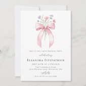 Invitation 90e fête d'anniversaire Pink Coquette Bow Fleur sa (Devant)