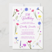 Invitation 90e fête d'anniversaire Purple Fleur sauvage Meado (Devant)