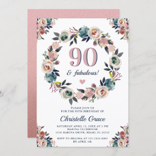 Invitation 90e fête d'anniversaire Quatre-vingt-dix et fabule