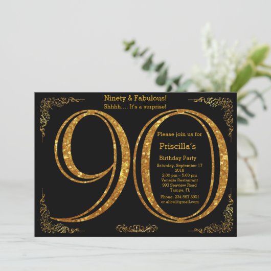 Invitation 90e, fête d'anniversaire, Quatre-vingt-dix, Gatsby (Debout devant)