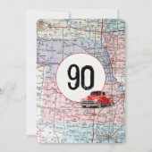 Invitation 90e fête d'anniversaire Red Retro Truck (Devant)