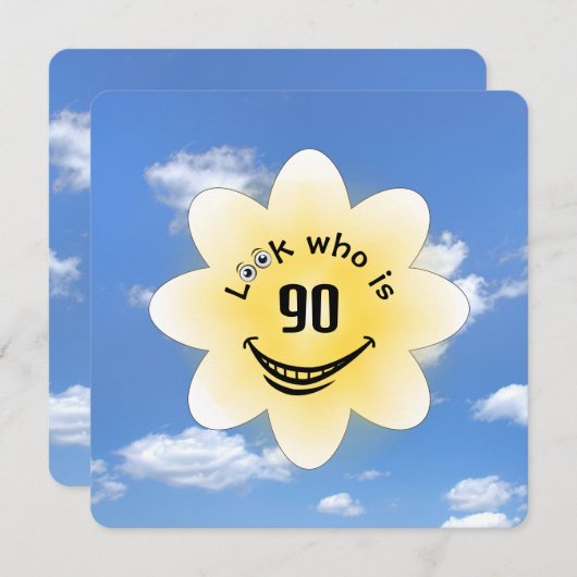Invitation 90e fête d'anniversaire Sunshine d'été (Devant / Derrière)