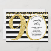 Invitation 90e Parties scintillant Black White et Gold modern (Devant)