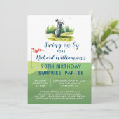 Invitation 90e Surprise Anniversaire Party Thème de golf masc (Debout devant)