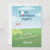 Invitation 90e Surprise Anniversaire Party Thème de golf masc (Dos)
