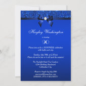Invitation 90e Surprise Party Royal Blue Sequins and Bow (Dos)
