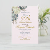 Invitation 90ème anniversaire de la photo rose florale (Debout devant)