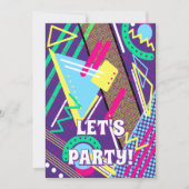 Invitation 90s Pattern Retro Purple Yellow Neon (Devant)
