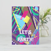 Invitation 90s Pattern Retro Purple Yellow Neon (Debout devant)