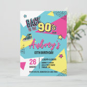Invitation 90's Pop Bright Color Anniversaire fête, n'importe (Debout devant)