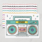 Invitation 90's Totally Rad Boombox Music Thème Anniversaire (Devant / Derrière)