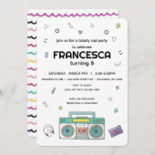 Invitation 90's Totally Rad Music Thème Anniversaire (Devant / Derrière)