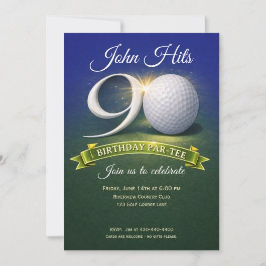 Invitation 90th Birthday Golf Theme (Devant)