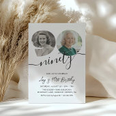 Invitation 90th Birthday Party Elegant 2 Photo Birthday