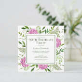 Invitation 90th Birthday Pink Hydrangeas Card Request  (Debout devant)