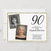 Invitation 90th Custom Photo White and Gold  (Devant)