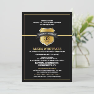 Invitation 911 Dispatch Thin Gold Line Retraite Party Invit