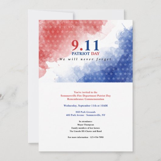 Invitation 911 Journée du Patriot (Devant)
