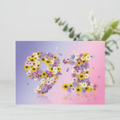 Invitation 91e fête d'anniversaire, avec des lettres fleuries (Debout devant)