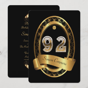 Invitation 92e anniversaire, homme de fête, couleur élégante