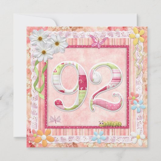 Invitation 92ème anniversaire style scrapbooking (Devant)