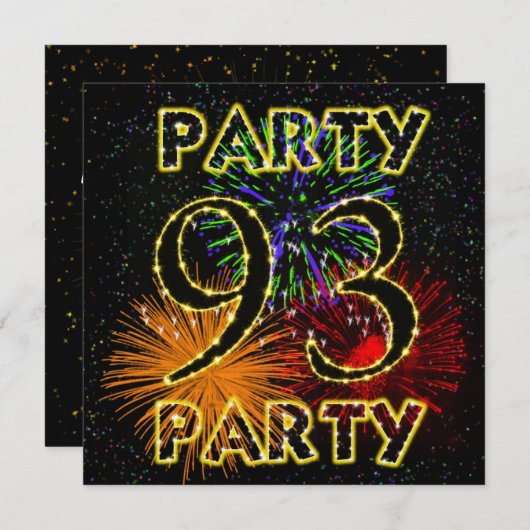 Invitation 93e anniversaire avec feu d'artifice (Devant / Derrière)