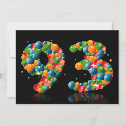 Invitation 93e fête d'anniversaire, avec bulles et balles (Devant)