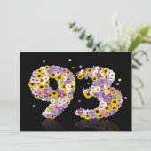 Invitation 93e fête d'anniversaire, avec des lettres fleuries (Debout devant)