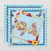 Invitation 94e fête d'anniversaire Fleurs d'invitation, papil (Devant / Derrière)