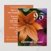Invitation 95 ans glorieux !-Anniversaire Fête/Lily orange (Devant / Derrière)