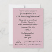 Invitation 95 belles années ! - Fête d'anniversaire/roses (Dos)