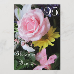 Invitation 95e anniversaire Bouquet de rose