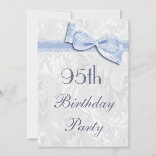 Invitation 95e anniversaire Damask and Faux Bow (Devant)