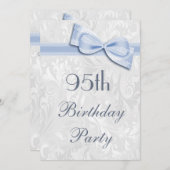 Invitation 95e anniversaire Damask and Faux Bow (Devant / Derrière)