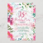 Invitation 95e anniversaire du Tropical Floral Peony Party (Devant / Derrière)