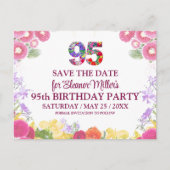 Invitation 95e anniversaire, Fleurs Blush Bloom 95 (Devant)