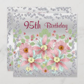 Invitation 95e anniversaire Floral Display & Diamonds (Devant / Derrière)