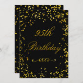 Invitation 95e anniversaire Glamour Gold Confetti (Devant / Derrière)