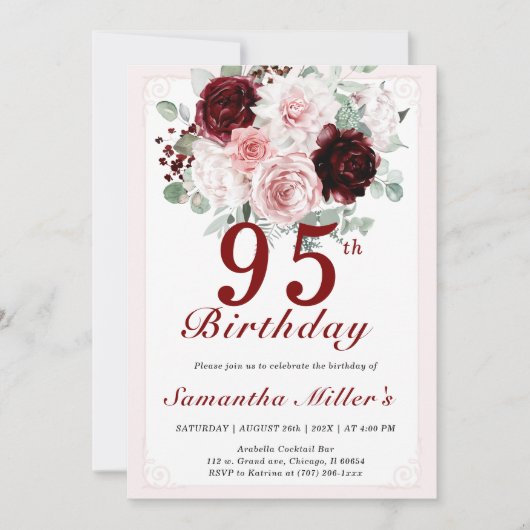 Invitation 95e anniversaire Modèles modifiables (Devant)