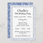 Invitation 95e anniversaire Random Number Motif bleu/blanc (Devant / Derrière)