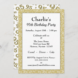 Invitation 95e anniversaire Random Number Motif Gold/White