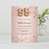 Invitation 95e anniversaire rose or rose étoiles luxe (Debout devant)